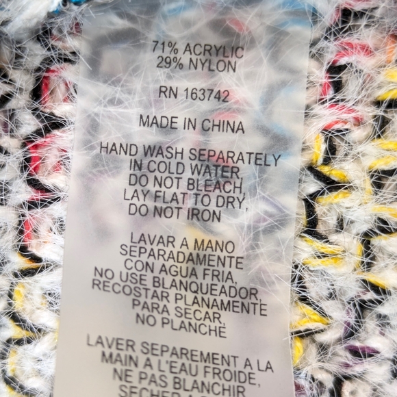 Sioni Colorful Tweed Boucle Textured Cardigan Open Front Sweater Blazer L - Picture 10 of 10